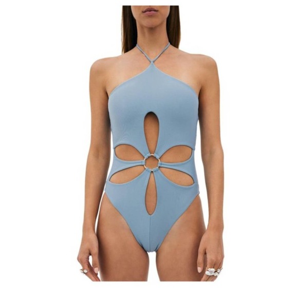 Cult Gaia Women's Aster Cutout Tie Neck One-Piece Swimsuit Size XS - Picture 4 of 5